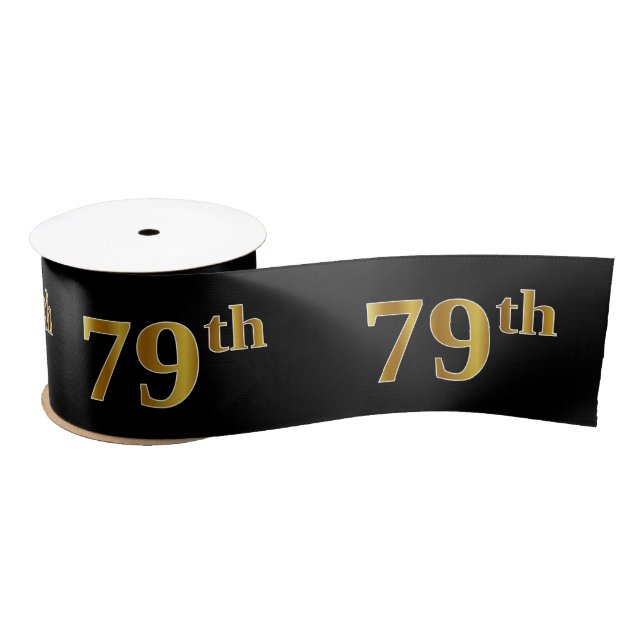 Faux/Imitation Gold "79th" Event Number (Black) Satin Ribbon (Spool)