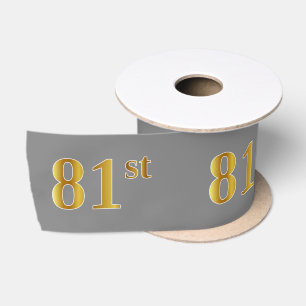 Faux/Imitation Gold "81st" Event Number (Grey) Satin Ribbon