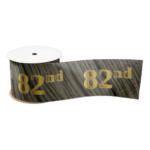 Faux/Imitation Gold "82nd" Event Number (Rustic) Satin Ribbon