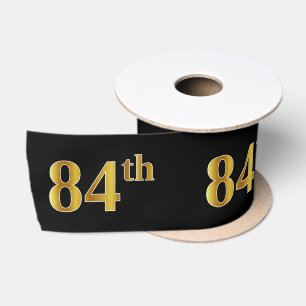 Faux/Imitation Gold "84th" Event Number (Black) Satin Ribbon