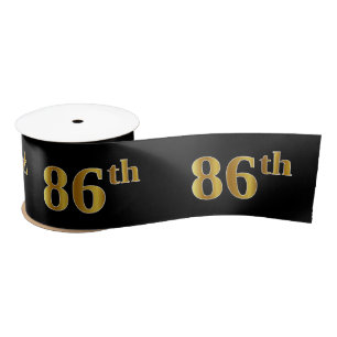 Faux/Imitation Gold "86th" Event Number (Black) Satin Ribbon