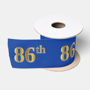Faux/Imitation Gold "86th" Event Number (Blue) Satin Ribbon