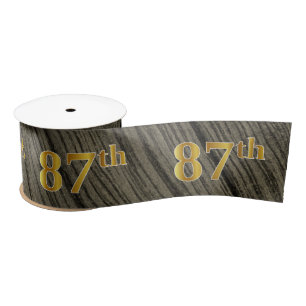 Faux/Imitation Gold "87th" Event Number (Rustic) Satin Ribbon