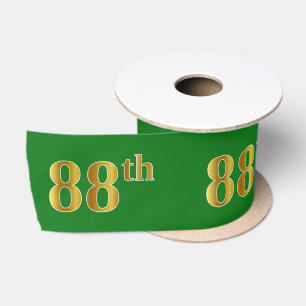 Faux/Imitation Gold "88th" Event Number (Green) Satin Ribbon