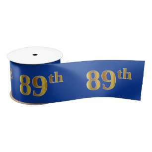 Faux/Imitation Gold "89th" Event Number (Blue) Satin Ribbon