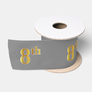 Faux/Imitation Gold "8th" Event Number (Grey) Satin Ribbon
