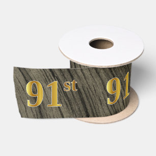 Faux/Imitation Gold "91st" Event Number (Rustic) Satin Ribbon