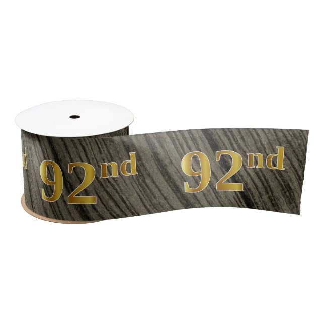 Faux/Imitation Gold "92nd" Event Number (Rustic) Satin Ribbon (Spool)