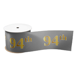 Faux/Imitation Gold "94th" Event Number (Grey) Satin Ribbon