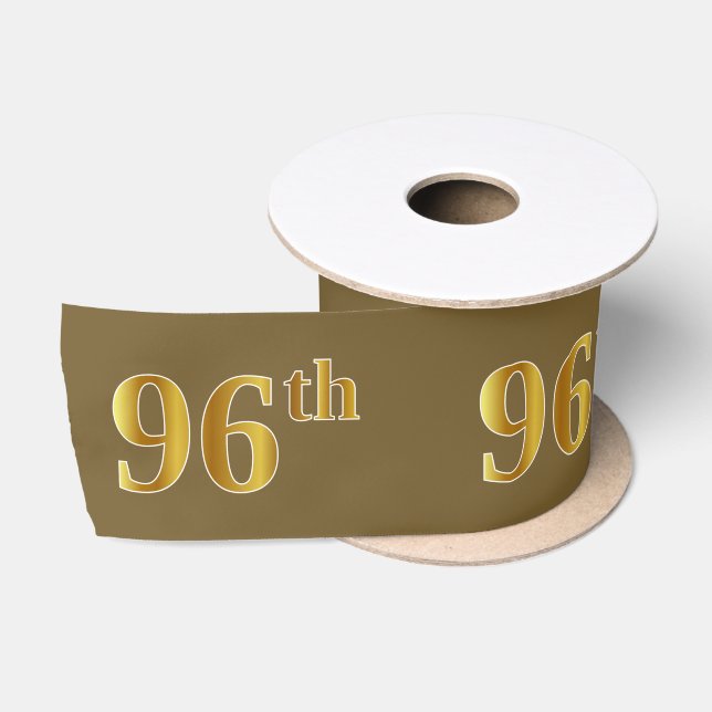 Faux/Imitation Gold "96th" Event Number (Brown) Satin Ribbon (Spool)