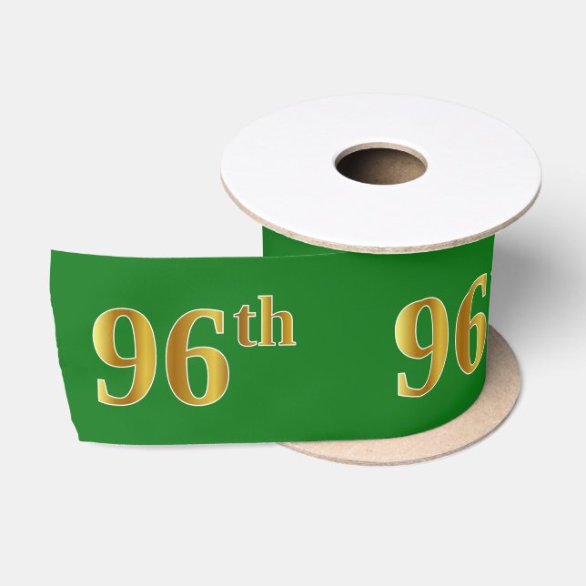 Faux/Imitation Gold "96th" Event Number (Green) Satin Ribbon (Spool)