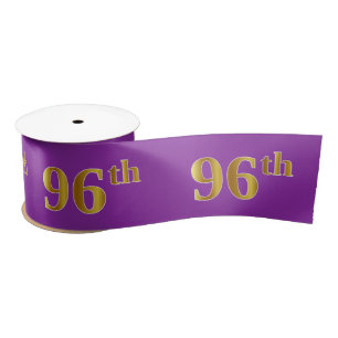 Faux/Imitation Gold "96th" Event Number (Purple) Satin Ribbon