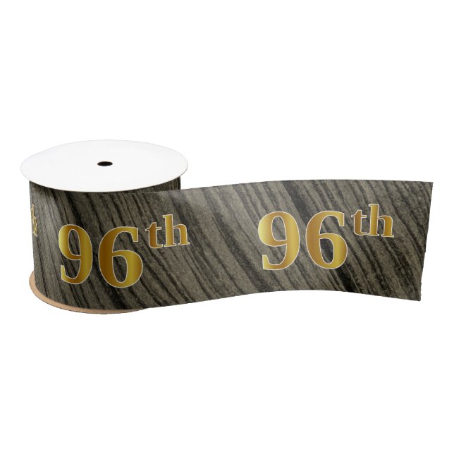 Faux/Imitation Gold "96th" Event Number (Rustic) Satin Ribbon (Spool)