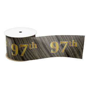 Faux/Imitation Gold "97th" Event Number (Rustic) Satin Ribbon