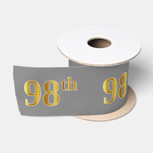 Faux/Imitation Gold "98th" Event Number (Grey) Satin Ribbon