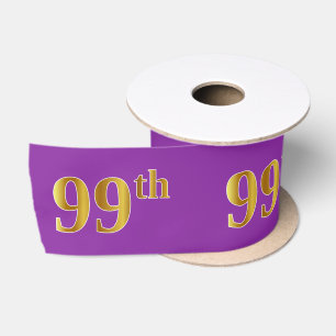 Faux/Imitation Gold "99th" Event Number (Purple) Satin Ribbon