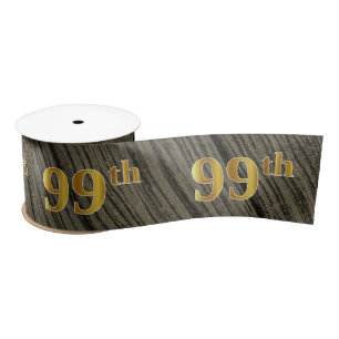 Faux/Imitation Gold "99th" Event Number (Rustic) Satin Ribbon