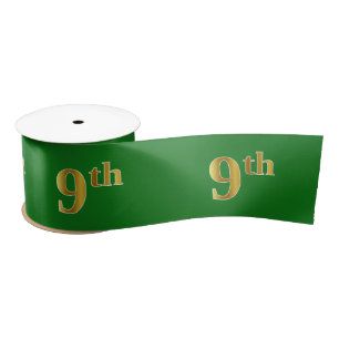 Faux/Imitation Gold "9th" Event Number (Green) Satin Ribbon
