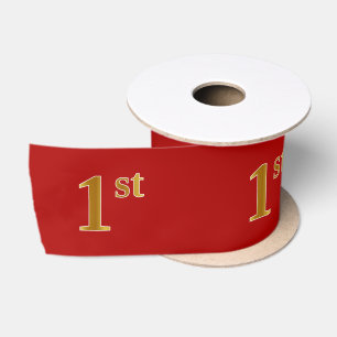Faux/Imitation Gold Look "1st" Event Number (Red) Satin Ribbon