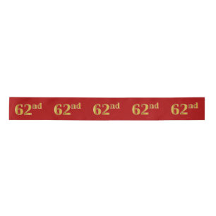 Faux/Imitation Gold Look "62nd" Event Number (Red) Satin Ribbon