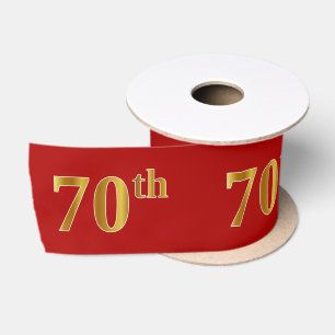 Faux/Imitation Gold Look "70th" Event Number (Red) Satin Ribbon