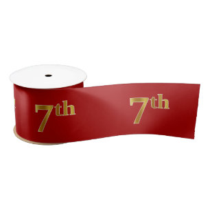 Faux/Imitation Gold Look "7th" Event Number (Red) Satin Ribbon