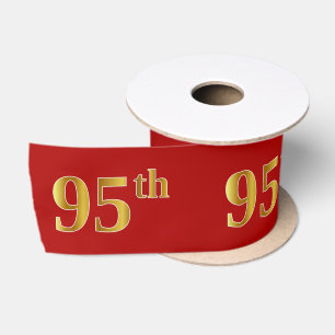 Faux/Imitation Gold Look "95th" Event Number (Red) Satin Ribbon