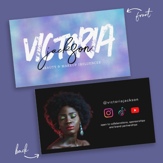 Faux Iridescent Beauty Makeup Influencer Custom Business Card (Creator Uploaded)
