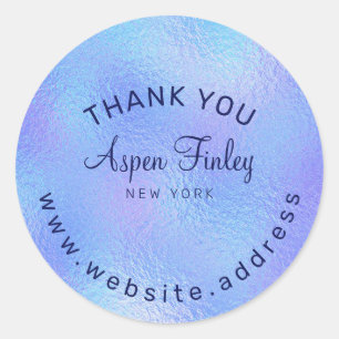 Faux Iridescent Foil Elegant Classic Round Sticker