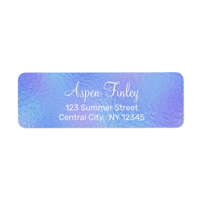 Faux Iridescent Foil Elegant Return Address Labels (Front)