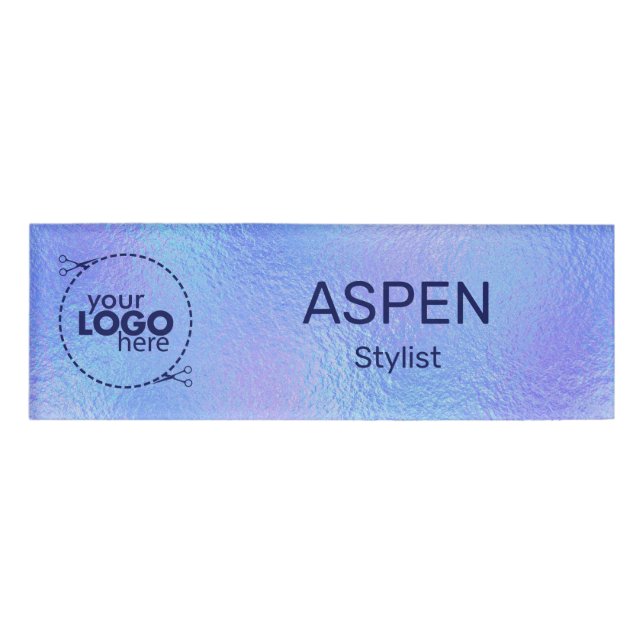 Faux Iridescent Foil Logo Name Tag (Front)