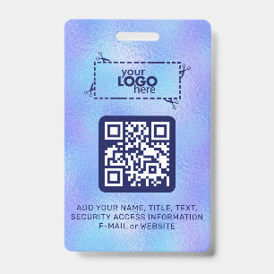 Faux Iridescent Foil Logo QR-Code Badge