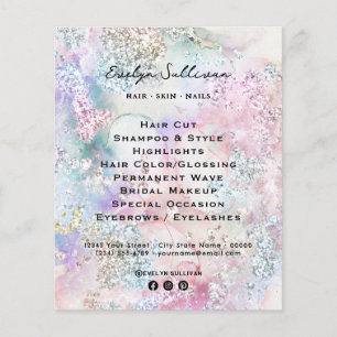 Faux iridescent glitter watercolor flyer