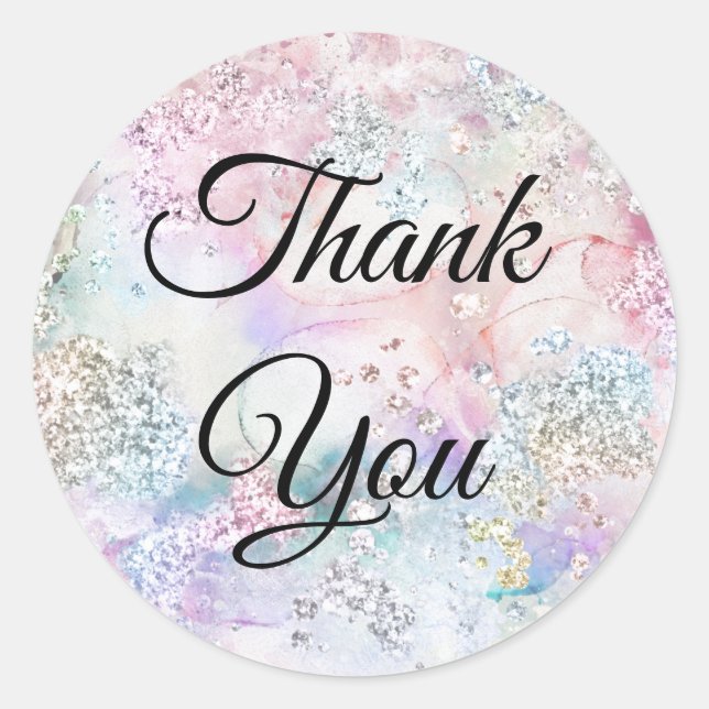 Faux iridescent glitter watercolor sticker (Front)