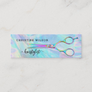 faux iridescent hairdresser scissors mini business card