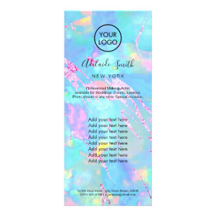 faux iridescent opal aqua rack card