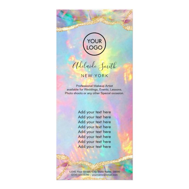 faux iridescent opal  design rack card (Front)