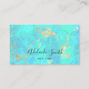 FAUX iridescent opal inspired blue green Business Card