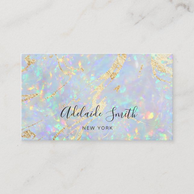 FAUX iridescent opal stone texture Business Card (Front)