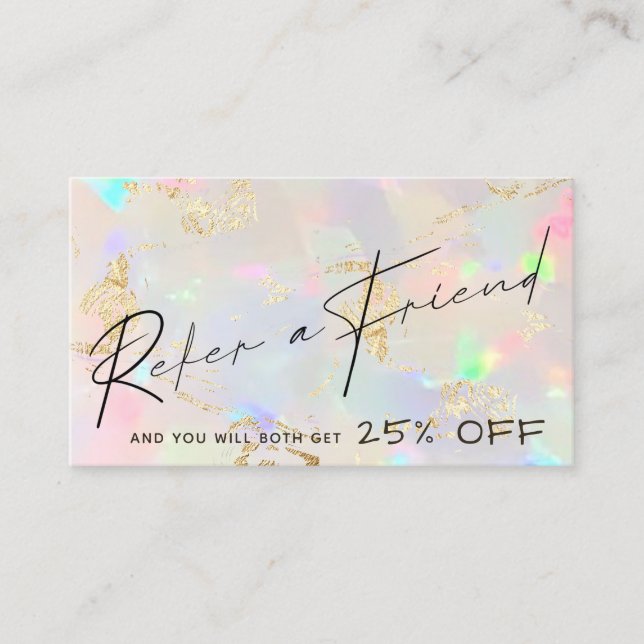 faux iridescent opal texture refer referral card (Front)