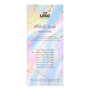 faux iridescent pastel colours price list rack card