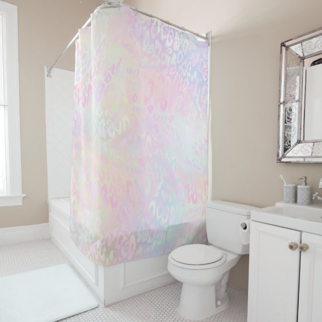 FAUX iridescent pastel leopard pattern Shower Curt (In Situ)