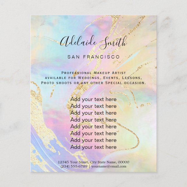 Faux iridescent pattern and faux gold foil flyer (Front)