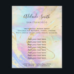Faux iridescent pattern and faux gold foil flyer<br><div class="desc">beauty salon professional makeup artist flyer</div>