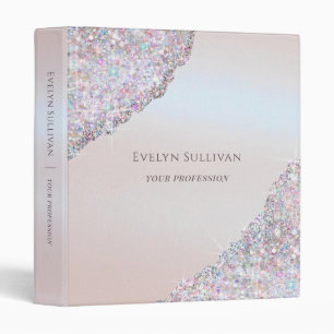 Faux iridescent pink glitter foil binder