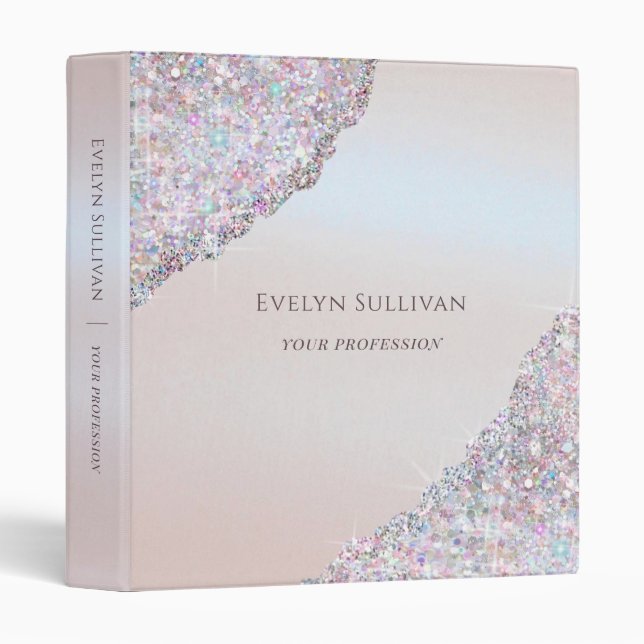 Faux iridescent pink glitter foil binder (Front/Spine)