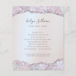Faux iridescent pink glitter foil flyer