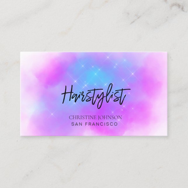 faux iridescent purple cloud business card (Front)