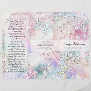 Faux iridescent watercolor glitter brochure