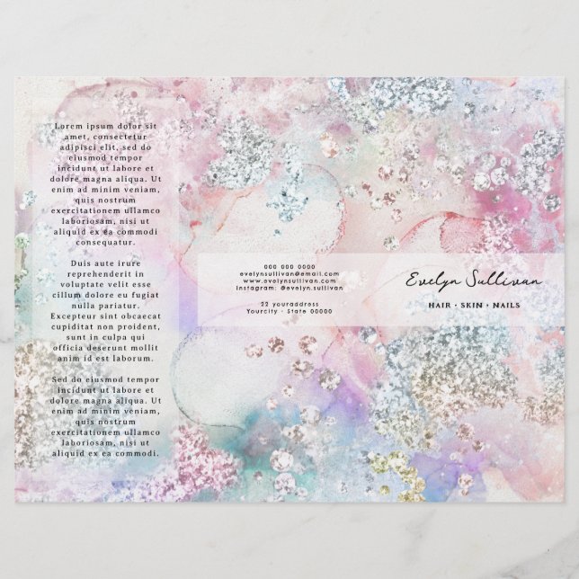 Faux iridescent watercolor glitter brochure (Front)